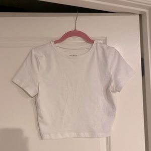 Plain white cropped white T - size small
